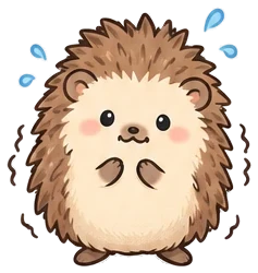 A hedgehog with bills stuck in his spikes as leaves